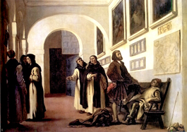 Colón y su hijo en el Convento de la Rábida